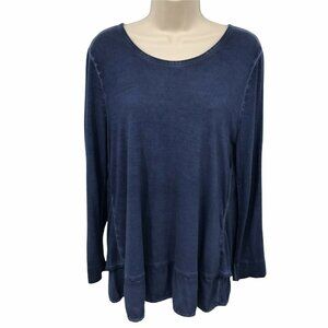 Crosby Womens Navy Blue Pigment Dyed Scoop Neck Tunic Top Size L